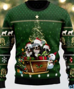 Bernese Mountain Dog Dad Ugly Holiday Sweater Green