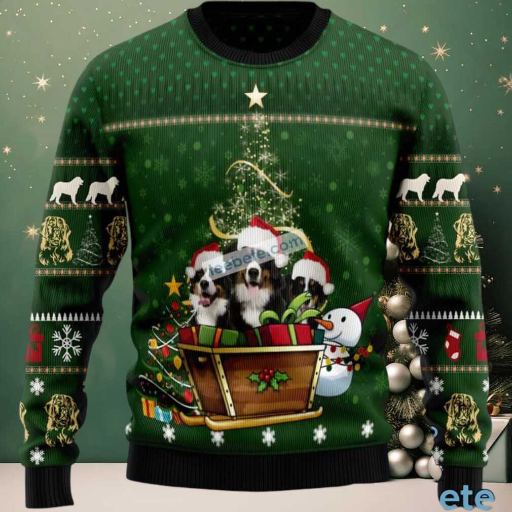 Bernese Mountain Dog Dad Ugly Holiday Sweater Green, hoodie, sweater, long sleeve and tank top Bernese Mountain Dog Dad Ugly Holiday Sweater Green detail view