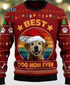 Best Golden Retriever Dog Mom Ever Ugly Christmas Sweater Red Ugliest