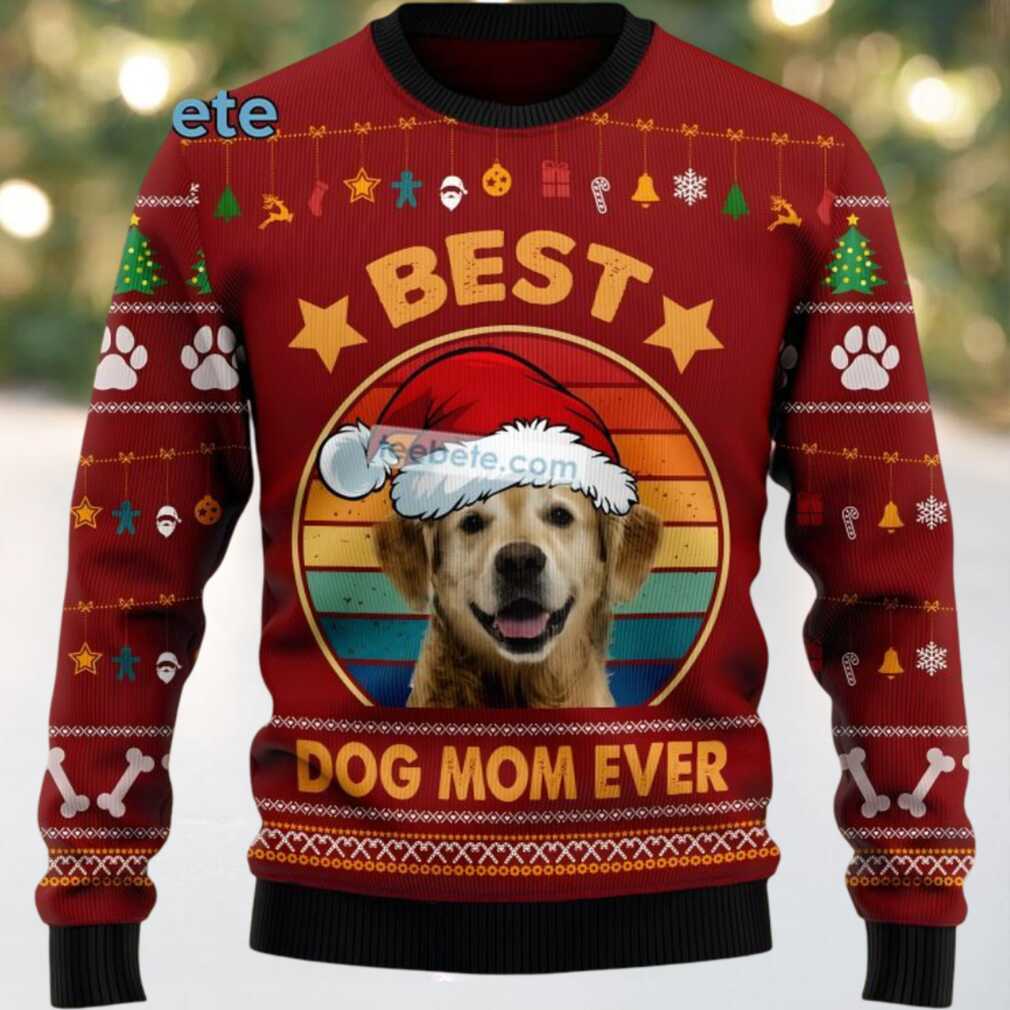 Best Golden Retriever Dog Mom Ever Ugly Christmas Sweater Red Ugliest, hoodie, sweater, long sleeve and tank top Best Golden Retriever Dog Mom Ever Ugly Christmas Sweater Red