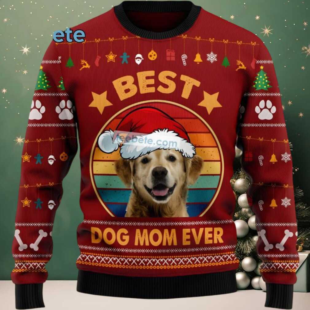Best Golden Retriever Dog Mom Ever Ugly Christmas Sweater Red Ugliest, hoodie, sweater, long sleeve and tank top Golden Retriever Ugly Christmas Sweater Back