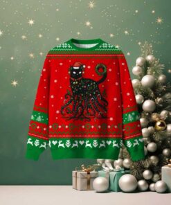 Black Cat Octopus Ugly Christmas Sweatshirt Black Cat Octopus Ugly Christmas Sweatshirt