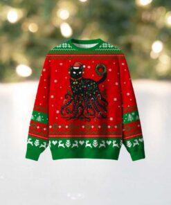 Black Cat Octopus Ugly Christmas Sweatshirt