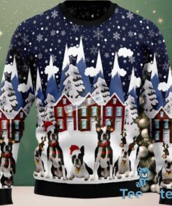 Boston Terrier Dog Dad Mom Ugly Xmas Sweater Blue Party, hoodie, sweater, long sleeve and tank top Boston Terrier Dog Dad Mom Ugly Xmas Sweater Blue Party