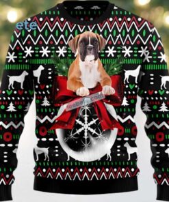 Boxer Dog Dad Mom Ugly Christmas Sweater Black Ugliest