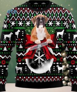 Boxer Dog Dad Mom Ugly Christmas Sweater Black Ugliest, hoodie, sweater, long sleeve and tank top Boxer Dog Dad Mom Ugly Christmas Sweater Black Ugliest