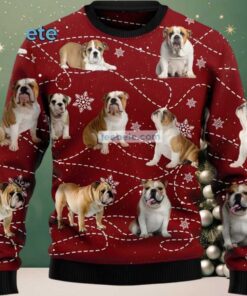 Bulldog Dog Mom Dad Ugly Christmas Sweaters Red Couples, hoodie, sweater, long sleeve and tank top Bulldog Dog Mom Dad Ugly Christmas Sweaters Red Couples
