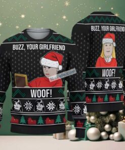 Buzz Your Girlfriend Woof Home Alone Ugly Sweater Black Funny, hoodie, sweater, long sleeve and tank top Buzz Your Girlfriend Woof Home Alone Ugly Sweater Black Funny