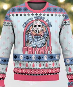 Cant Wait For Friday The 13Th Jason Voorhees Ugly Sweater Party Blue