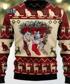Cat And Sock Ugly Christmas Sweatshirt Womens Cat And Sock Ugly Christmas Sweatshirt Womens
