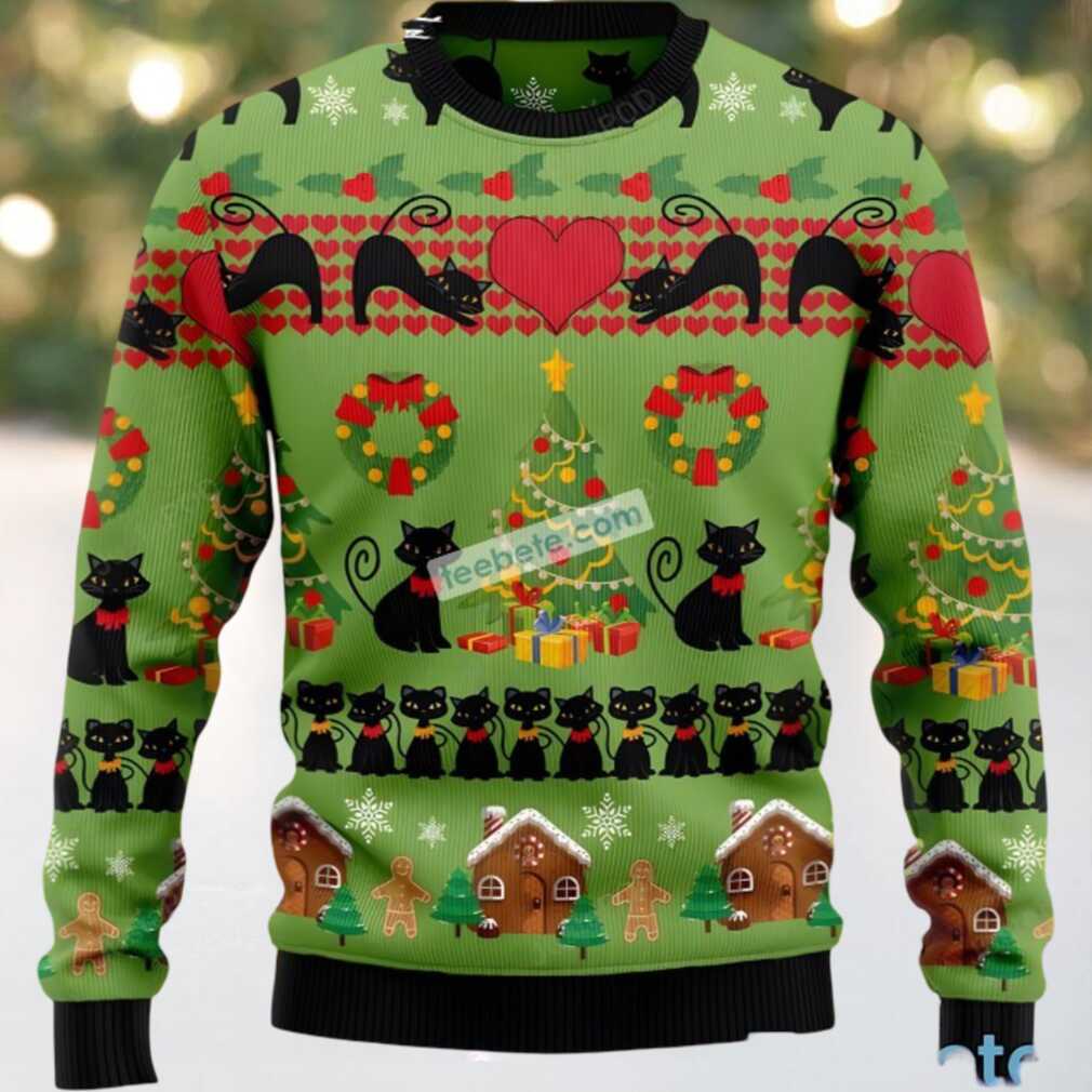 Cat Black Christmas Tree Ugly Xmas Sweater Party Cat Black Christmas Tree Ugly Xmas Sweater Party