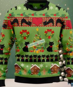 Cat Black Christmas Tree Ugly Xmas Sweater Party