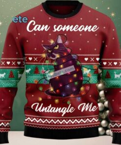 Cat Can Someone Untangle Me Cool Ugly Christmas Sweaters