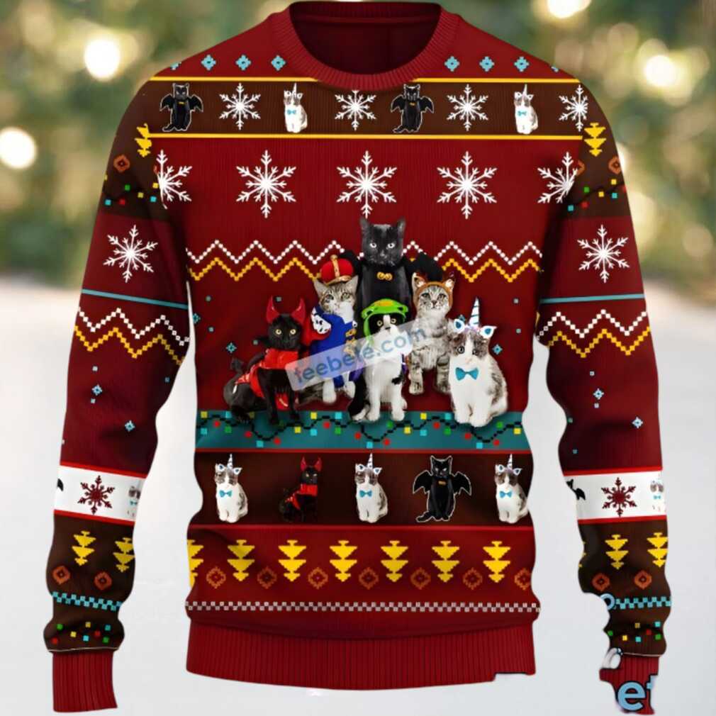 Cat Family Noel Ugly Christmas Sweater Friends Cat Family Noel Ugly Christmas Sweater Friends