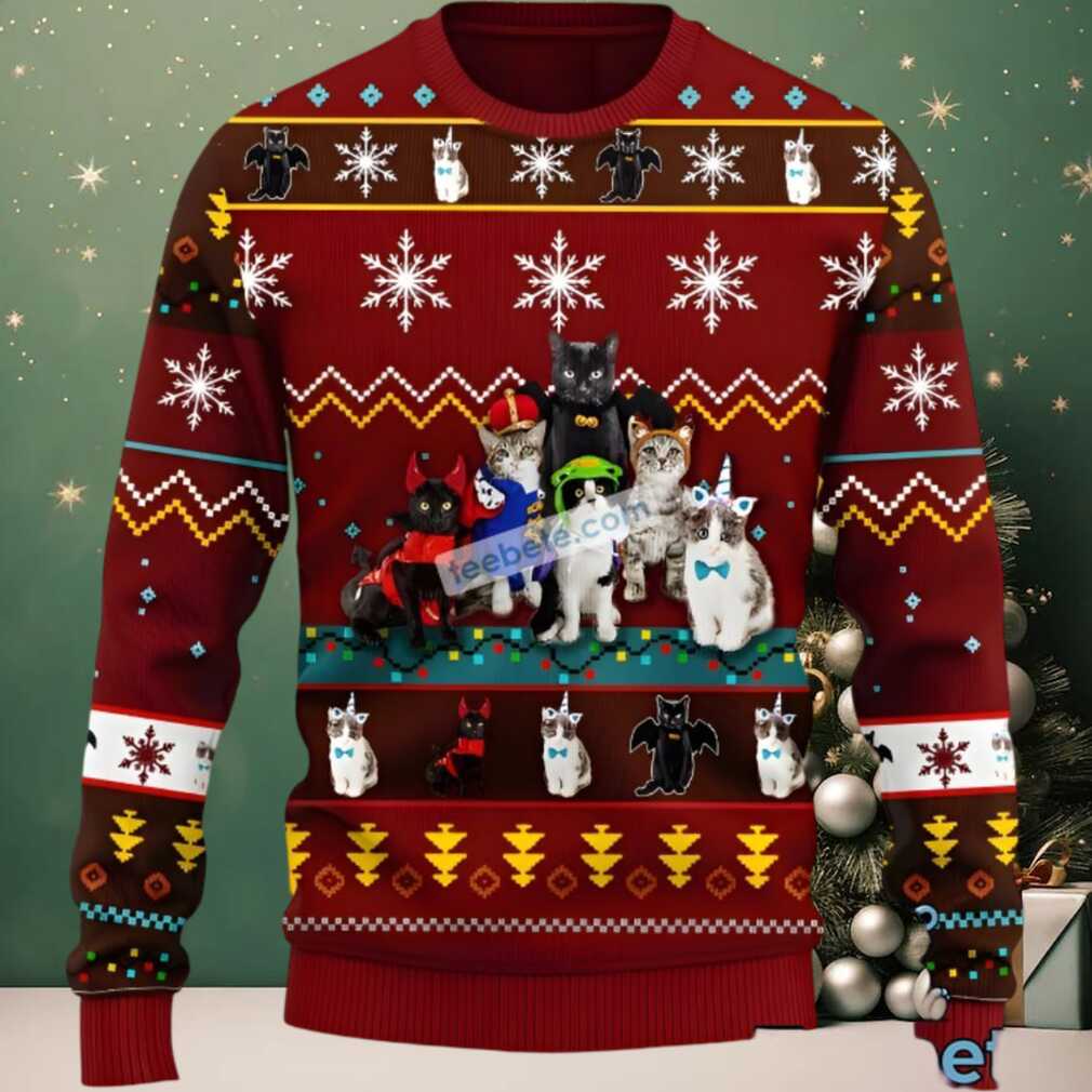 Cat Family Noel Ugly Christmas Sweater Friends Cat Family Noel Ugly Christmas Sweater Friends