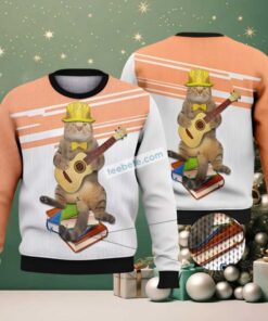 Cat Guitar Big And Tall Ugly Christmas Sweater