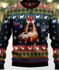 Cat Hanging Christmas Mens Ugly Sweaters For Christmas Cat Hanging Christmas Mens Ugly Sweaters For Christmas