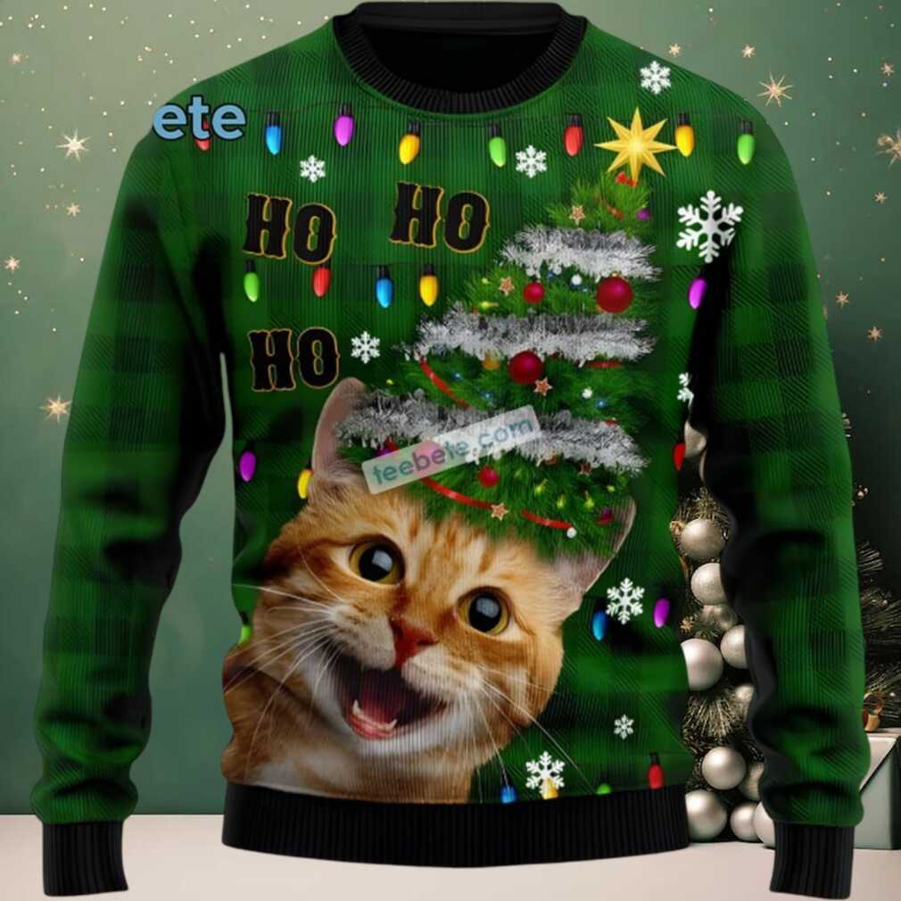 Cat Ho Ho Ho Ugly Christmas Sweatshirt For Men Cat Ho Ho Ho Ugly Christmas Sweatshirt For Men