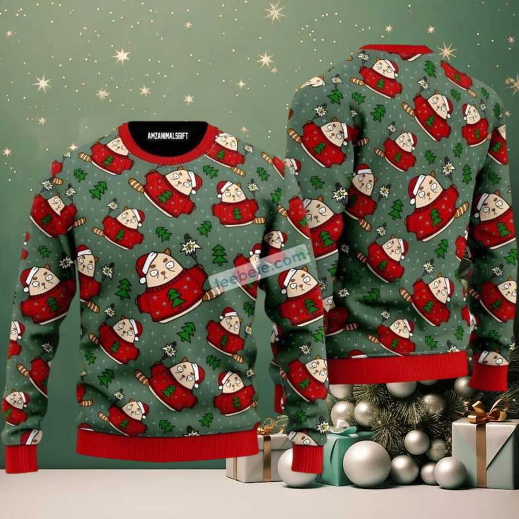 Cat Light Up Ugly Christmas Sweater For Holiday Cheer Cat Light Up Ugly Christmas Sweater For Holiday Cheer