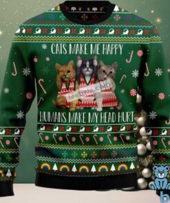 Cat Make Me Happy Ladies Ugly Christmas Sweater