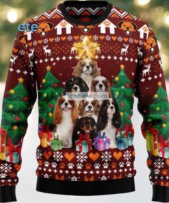 Cavalier King Charles Spaniel Dog Dad Xmas Tree Ugly Xmas Sweater Womens