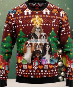 Cavalier King Charles Spaniel Dog Dad Xmas Tree Ugly Xmas Sweater Womens, hoodie, sweater, long sleeve and tank top Cavalier King Charles Spaniel Dog Dad Xmas Tree Ugly Xmas Sweater Womens