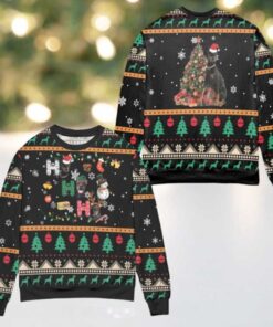 Christmas Celebration with Doberman Ugly Christmas Sweater Black