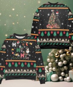 Christmas Celebration with Doberman Ugly Christmas Sweater Black