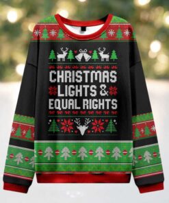 Christmas Lights And Equal Rights Teacher Ugly Knit Sweatshirt