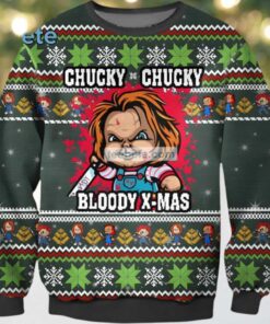 Chucky Chucky Bloody Xmas Ugly Christmas Sweater Green Funny