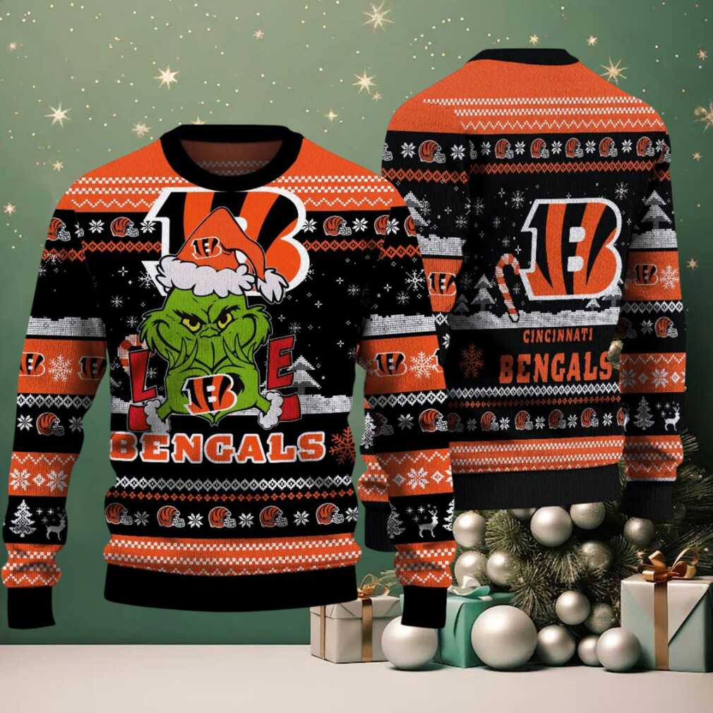 Cincinnati Bengals NFL Grinch Love Ugly Christmas Sweater Cincinnati Bengals NFL Grinch Love Ugly Christmas Sweater