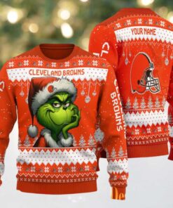 Cleveland Browns Grinch Chin In Hand And Smile NFL Ugly Christmas Sweaters Cleveland Browns Grinch Chin In Hand And Smile NFL Ugly Christmas Sweaters