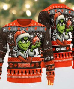 Cleveland Browns Grinch With Ornament Ugly Christmas Sweater Cleveland Browns Grinch With Ornament Ugly Christmas Sweater