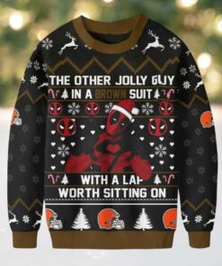 Cleveland Browns Official NFL Deadpool Christmas Ugly Sweater NY
