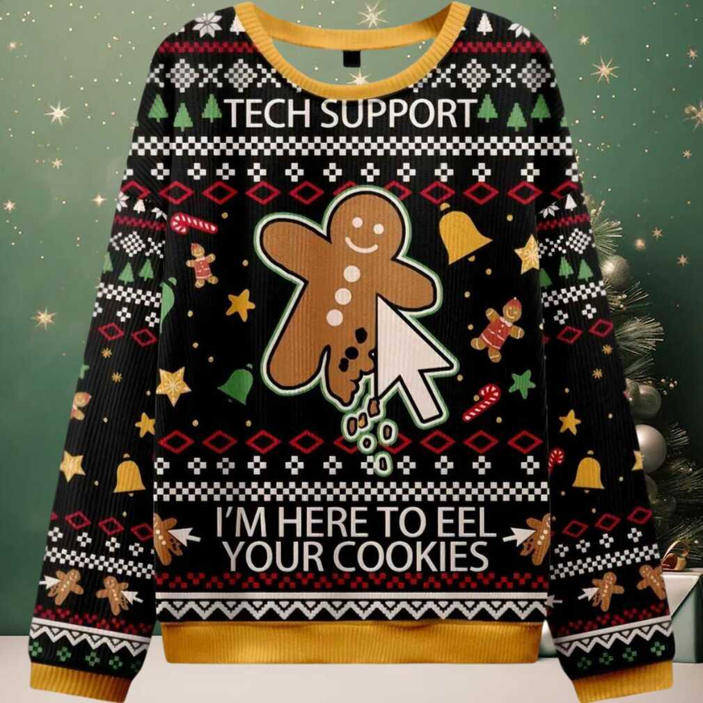 Click On The Gingerbread Man Christmas Ugly Sweater Click On The Gingerbread Man Christmas Ugly Sweater