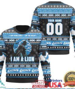 Custom Batman x Detroit Lions Ugly Christmas Sweater