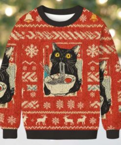 Cute Cat Eating Ramen Christmas Ugly Sweatshirt