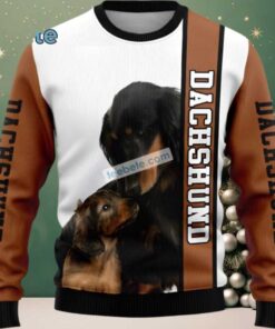 Dachshund Dog Dad Ugly Christmas Sweater Yellow Vacation, hoodie, sweater, long sleeve and tank top Dachshund Dog Dad Ugly Christmas Sweater Yellow Vacation