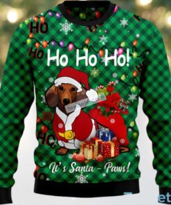 Dachshund Dog Face Santa Paw Ugly Christmas Sweater Womens Green