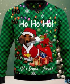 Dachshund Dog Face Santa Paw Ugly Christmas Sweater Womens Green, hoodie, sweater, long sleeve and tank top Dachshund Dog Face Santa Paw Ugly Christmas Sweater Womens Green