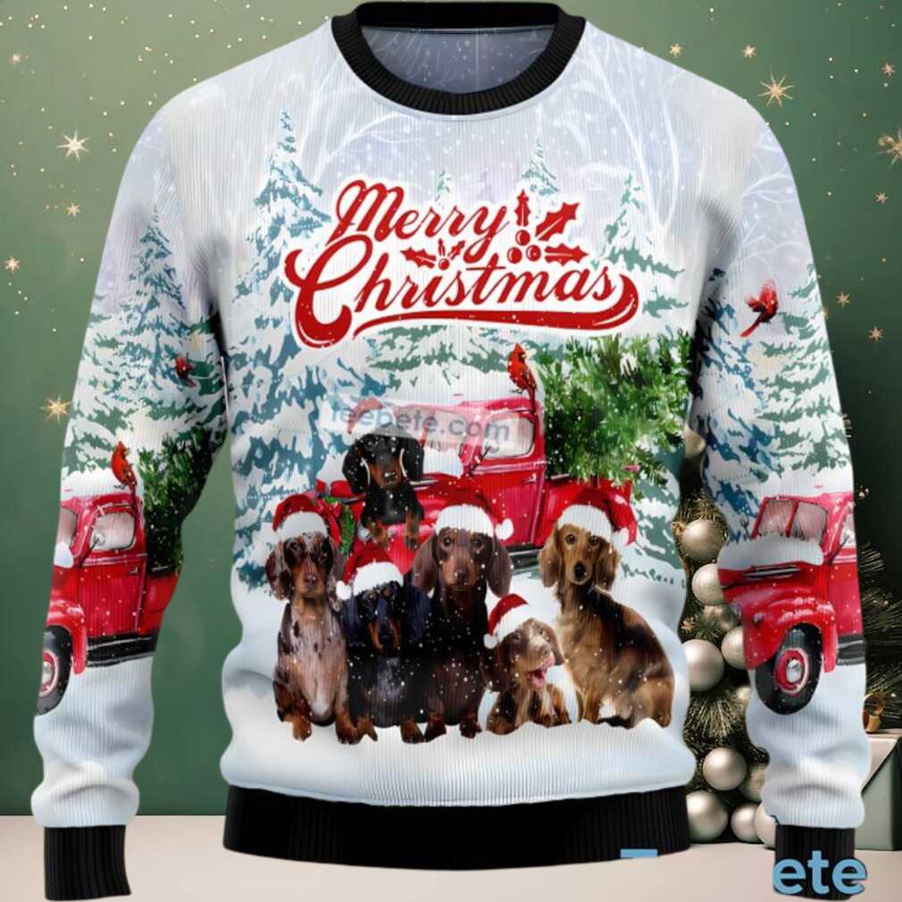 Dachshund Dog Family Ugly Christmas Sweater Womens White, hoodie, sweater, long sleeve and tank top Dachshund Dog Family Ugly Christmas Sweater Womens White