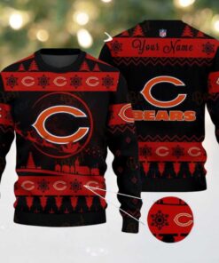 Dark Red Chicago Bears NFL Ugly Christmas Sweater   Name Customized