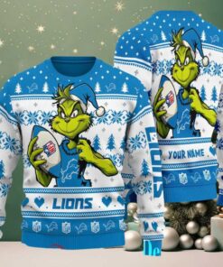 Detroit Lions Grinch With Ball NFL Ugly Christmas Sweater Detroit Lions Grinch With Ball NFL Ugly Christmas Sweater