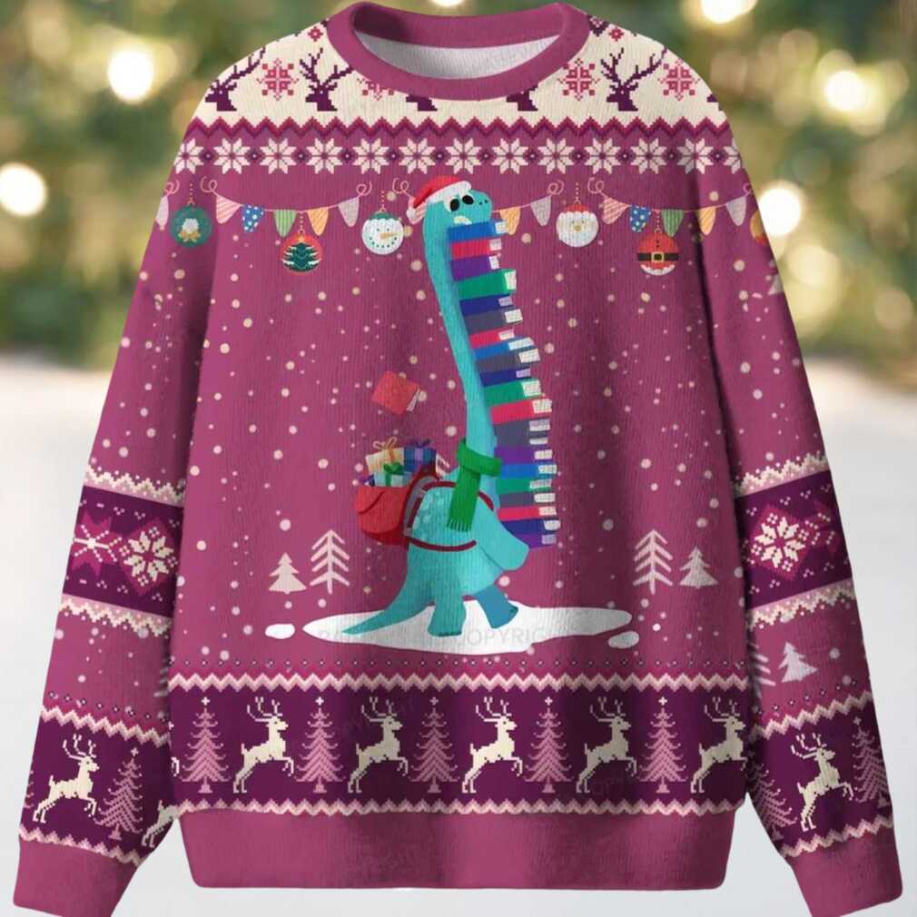 Dinosaur Books Ugly Christmas Sweater Dinosaur Books Ugly Christmas Sweater