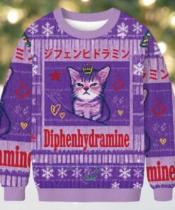 Diphenhydramine Cat Funny Meme Christmas Ugly Sweatshirt