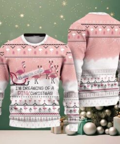 Dreaming Of A Pink Vacation Flamingo Ugly Christmas Sweater