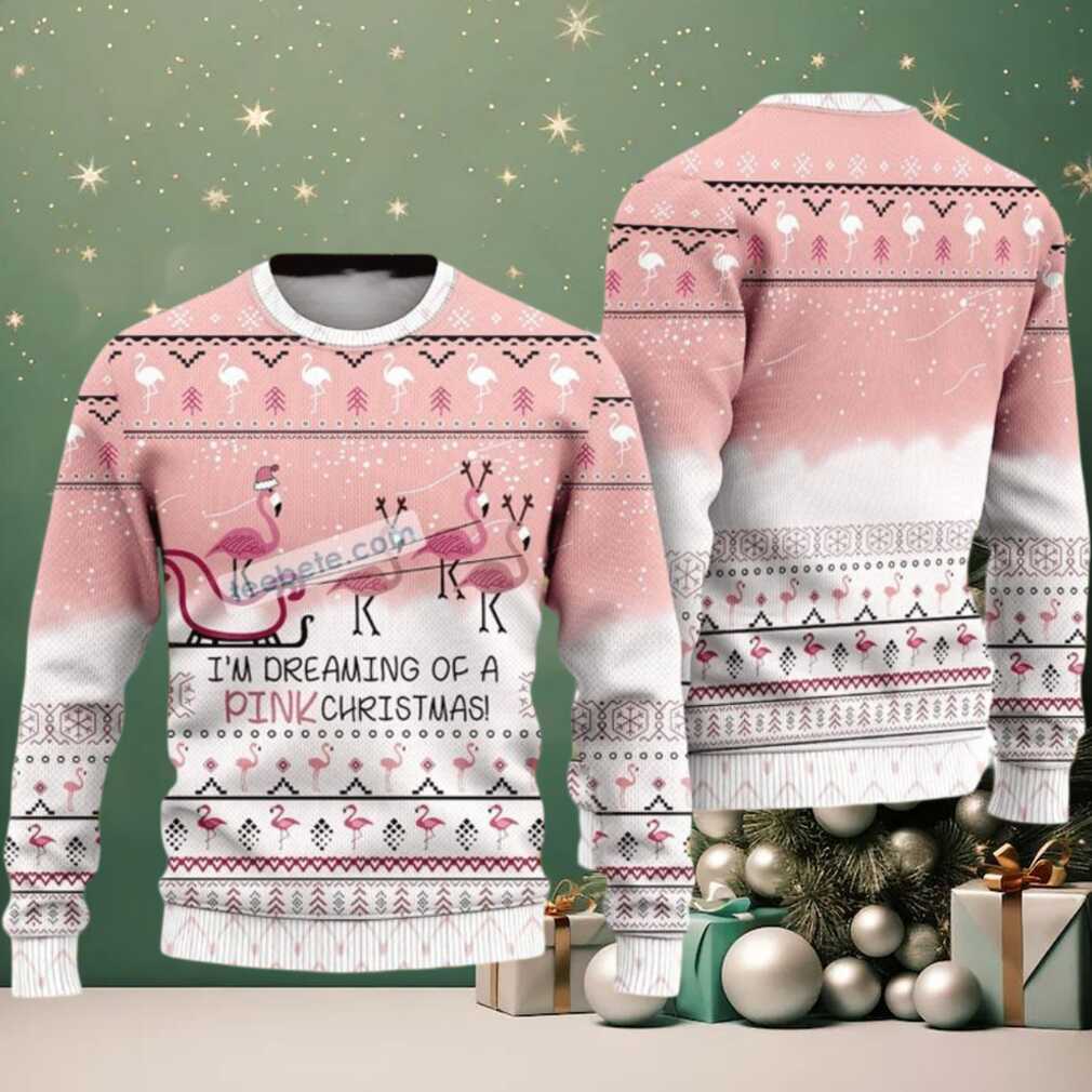 Dreaming Of A Pink Vacation Flamingo Ugly Christmas Sweater Dreaming Of A Pink Vacation Flamingo Ugly Christmas Sweater
