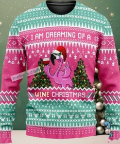 Dreaming Of Wine Flamingo Ugly Christmas Sweater