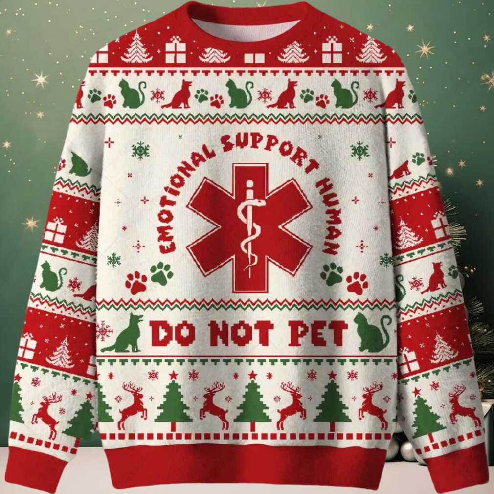 EMOTIONAL SUPPORT HUMAN Ugly Christmas Sweater EMOTIONAL SUPPORT HUMAN Ugly Christmas Sweater