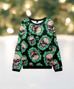 Eerie Skull Pattern Knit Sweatshirt